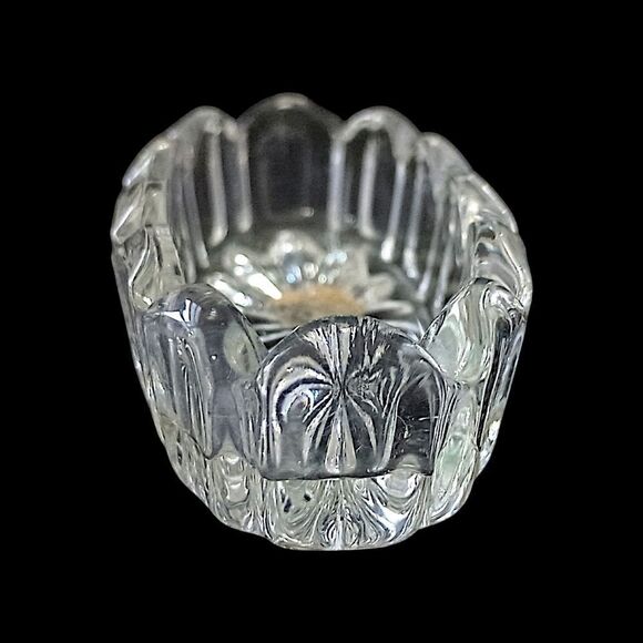 Open Glass Salt Cellar Oval Starburst Antique Clear Oblong Victorian Art Deco. - Picture 8 of 16